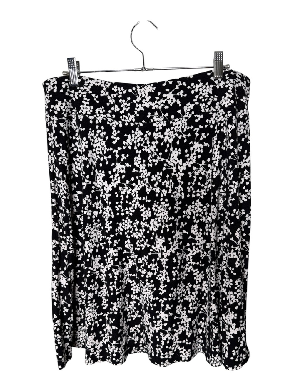Talbots Women’s Large Black & White Floral A-Line Midi Skirt